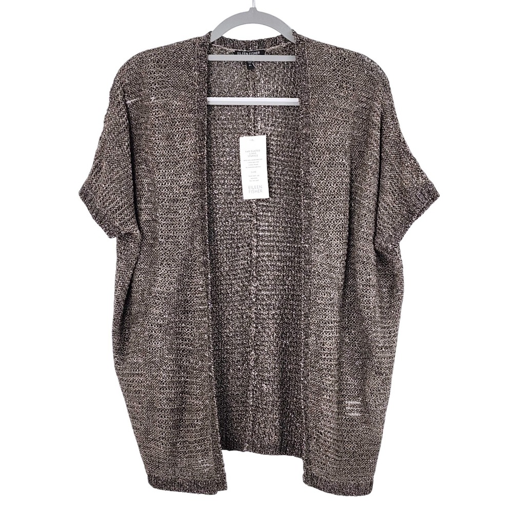 NEW Eileen Fisher Variegated Links Sparkle Knit Cardigan Womens Petite Small